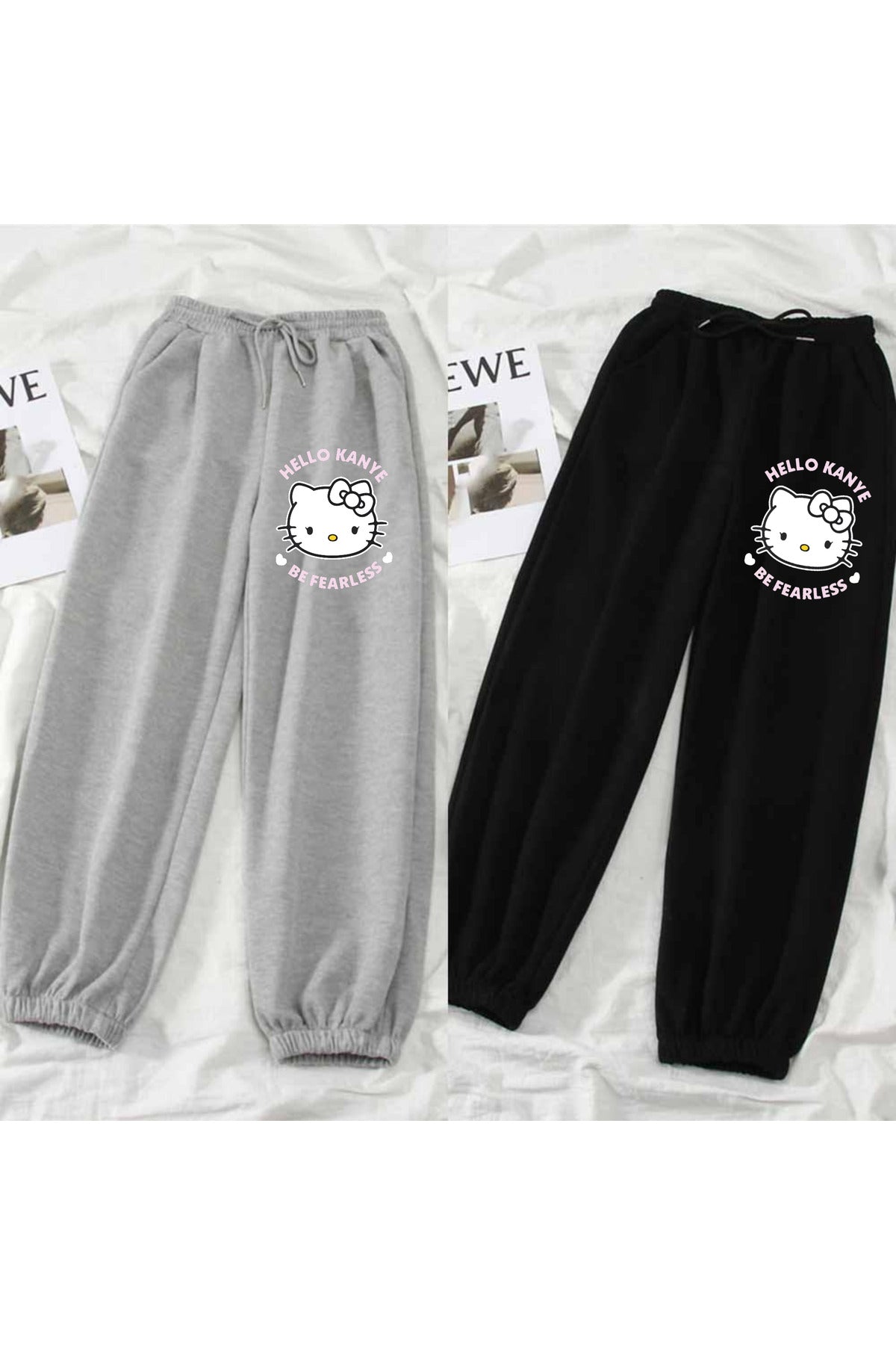 Hello Kanye Baskılı Unisex Gri Eşofman Altı