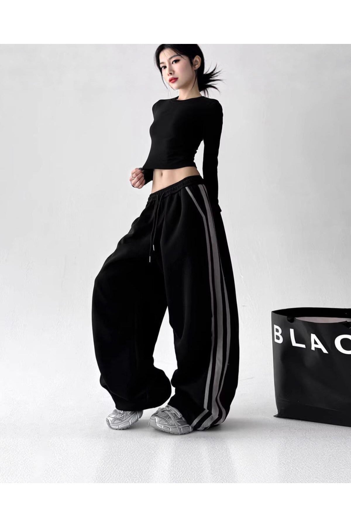 Street Flow Urban Çizgili Oversize Baggy Eşofman Altı