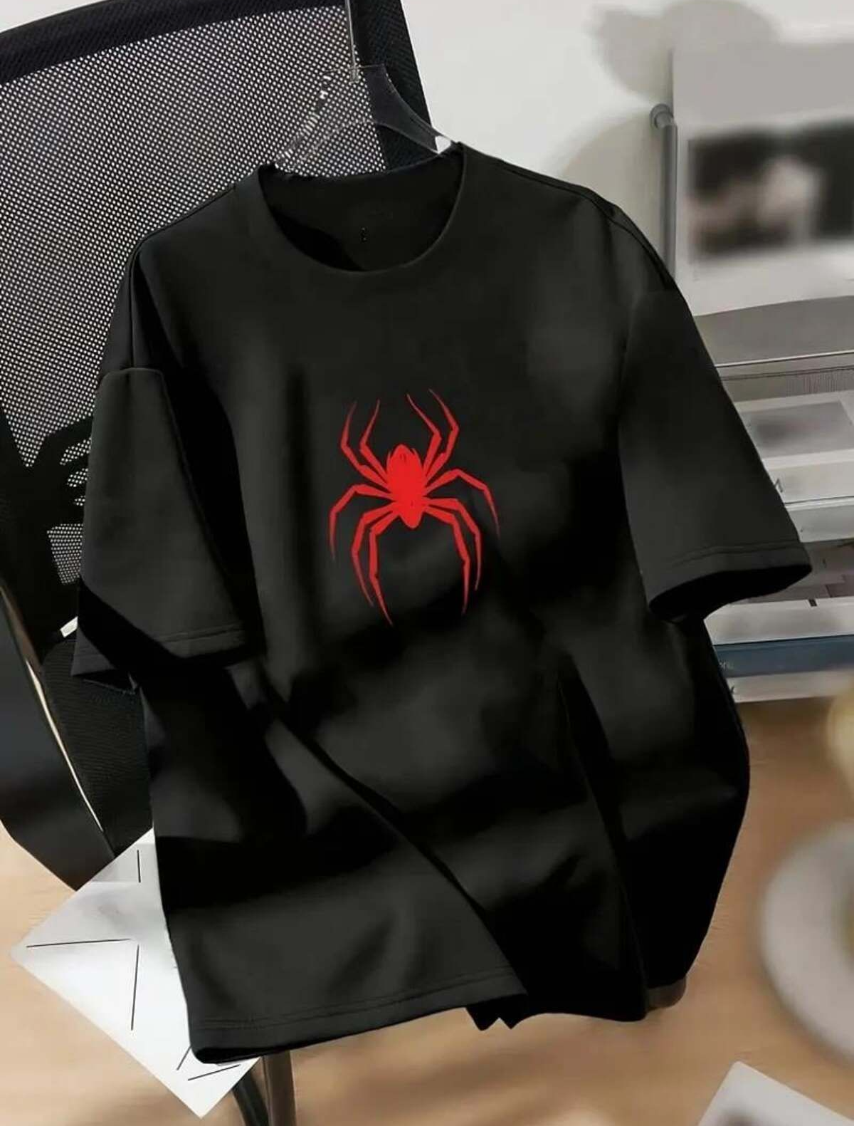 Spider Baskılı Oversize Unisex T-shirt