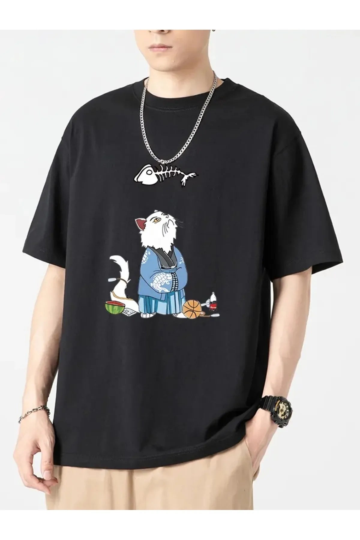 Samurai Cat Oversize Unisex T-shirt