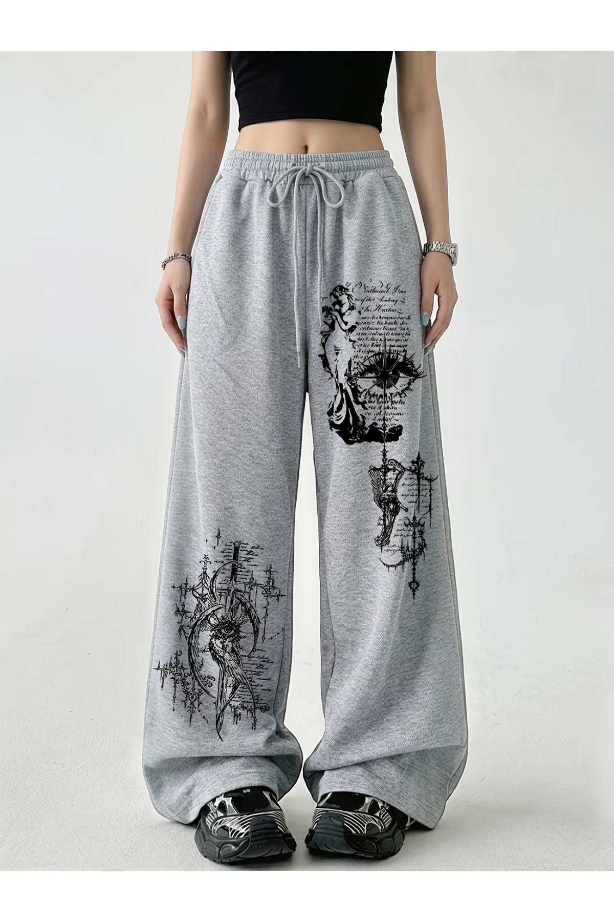 Gothic Baskılı Oversize Baggy Unisex Eşofman Altı
