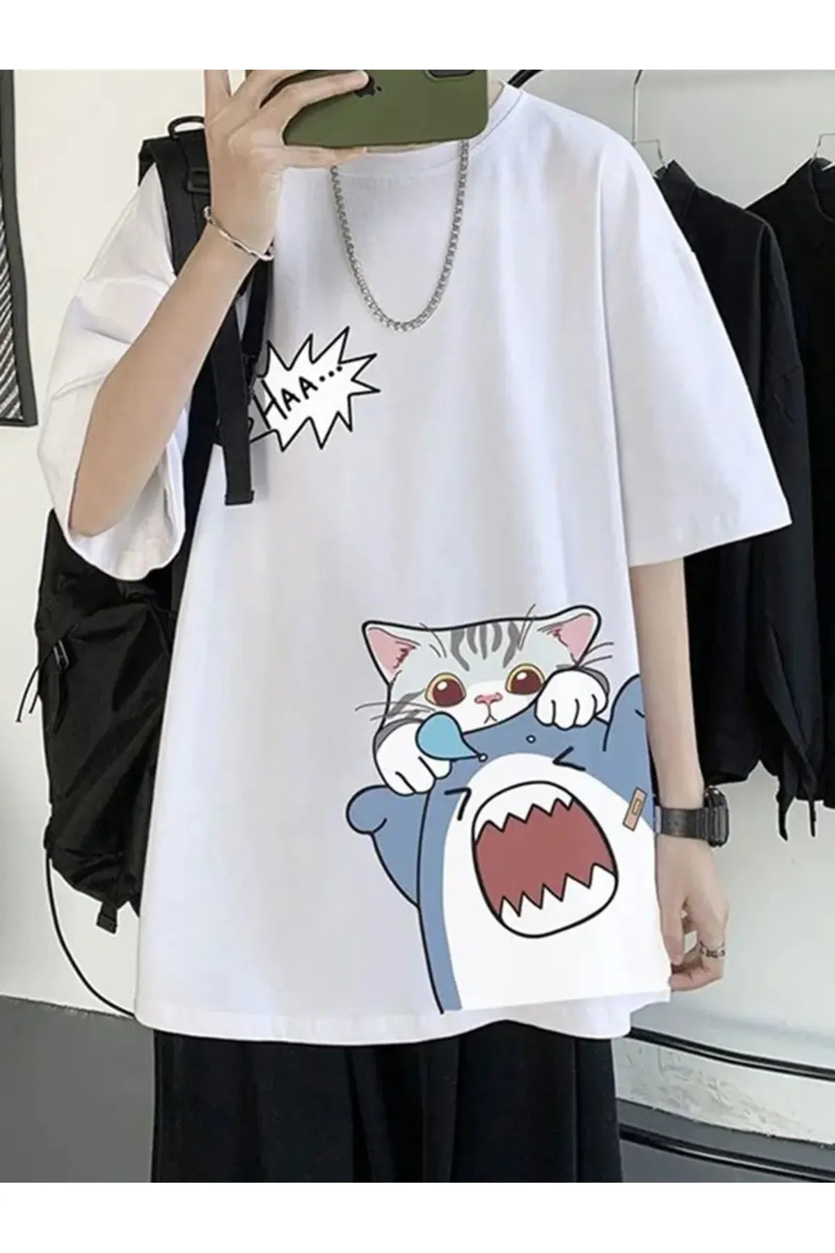 The Shark & Cat Oversize Unisex T-shirt