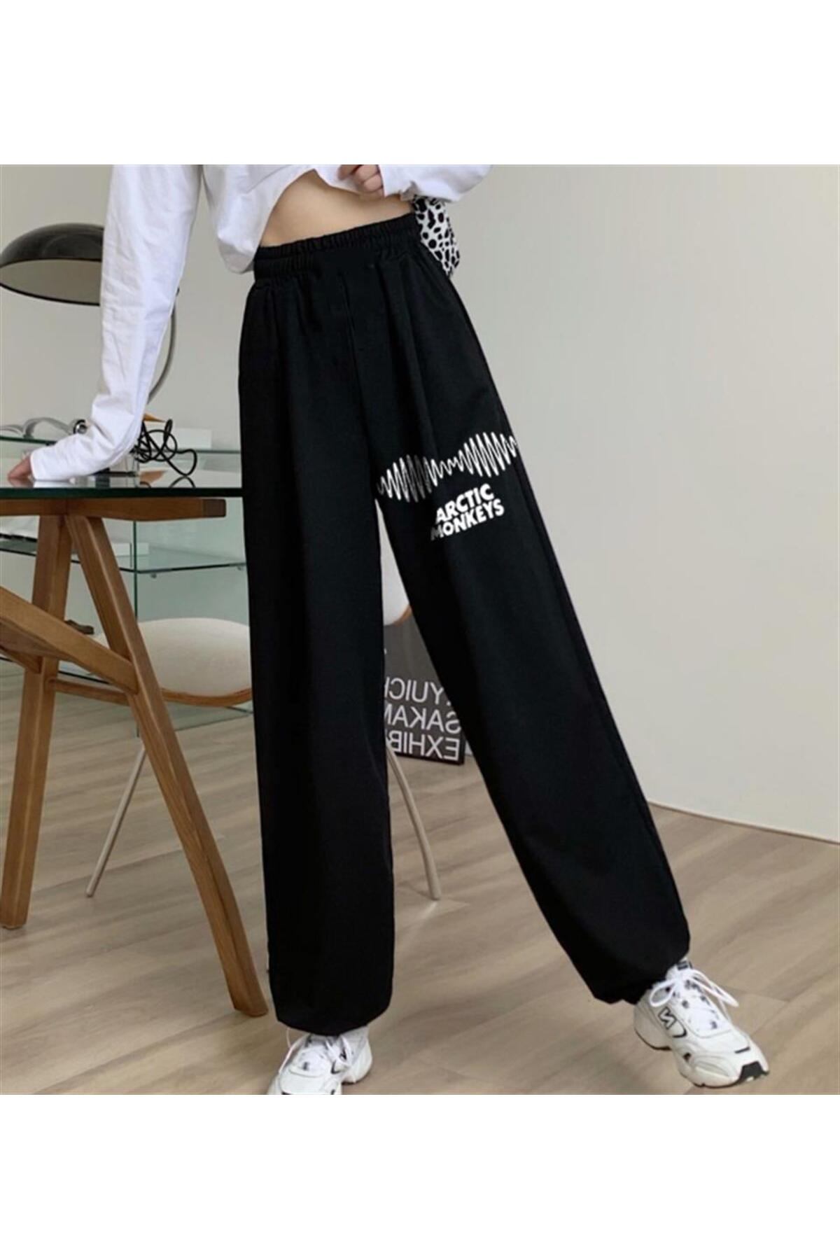 Arctic Monkeys Album Baskılı Oversize Unisex Siyah Eşofman Altı