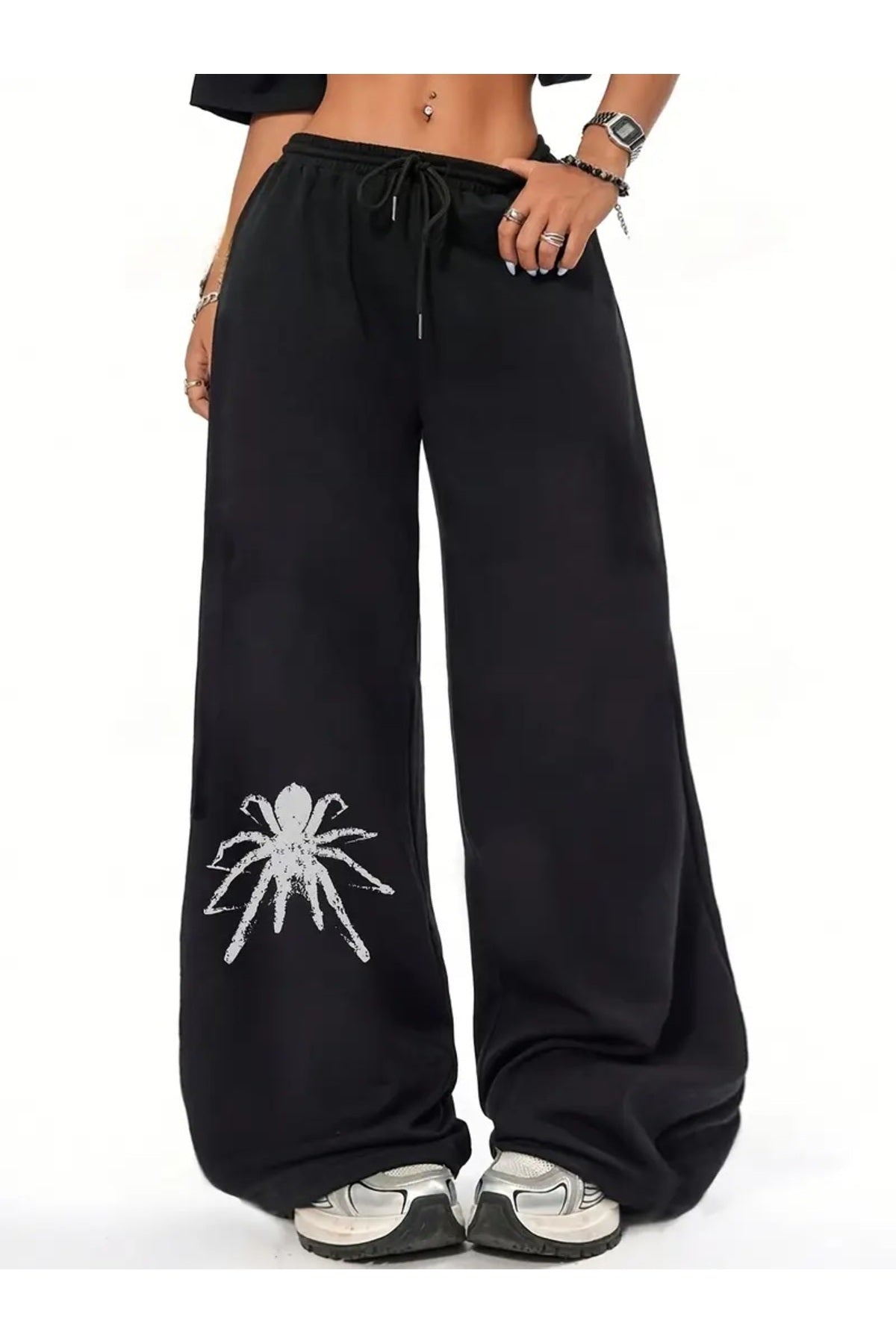 Y2k Spider Baskılı Oversize Baggy Eşofman Altı