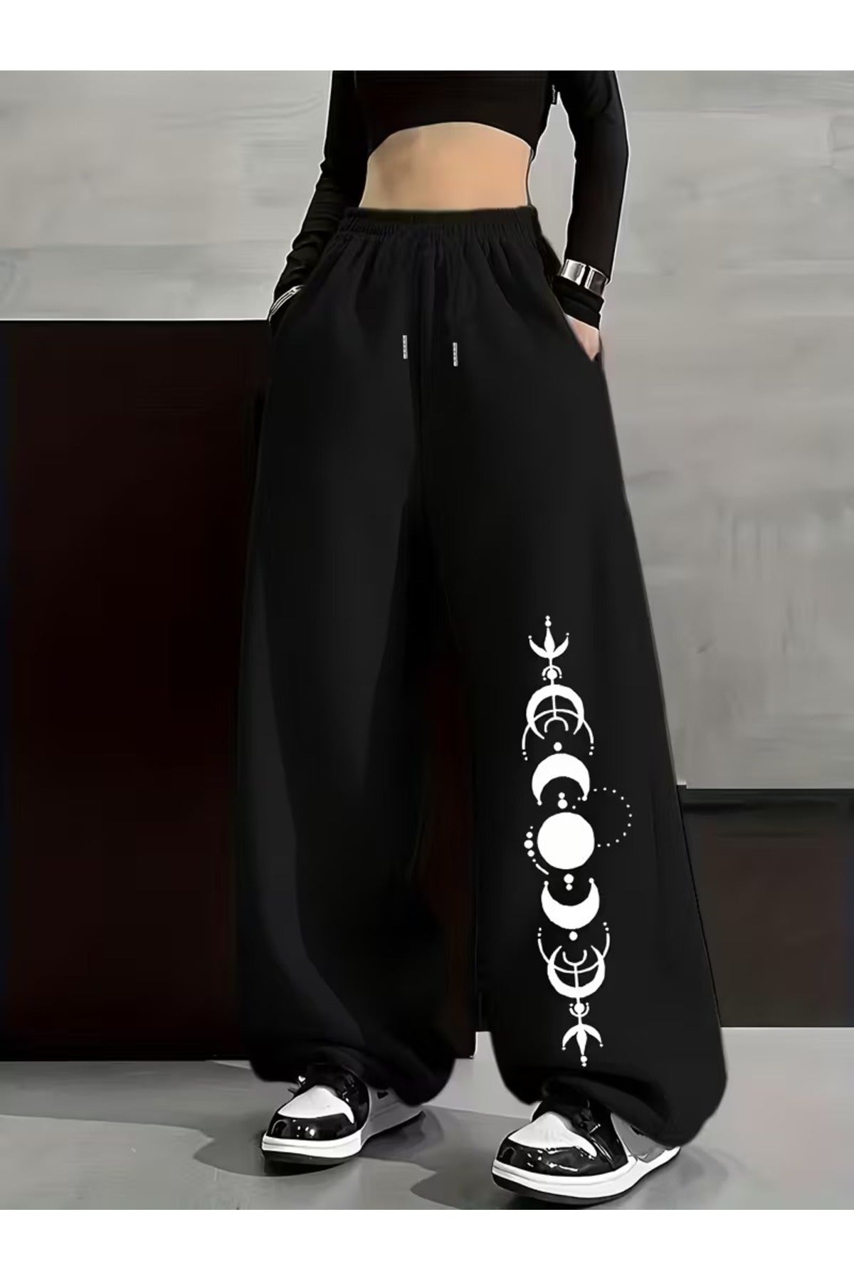 Sokak Tarzı Gothic Baskılı Unisex Baggy Eşofman