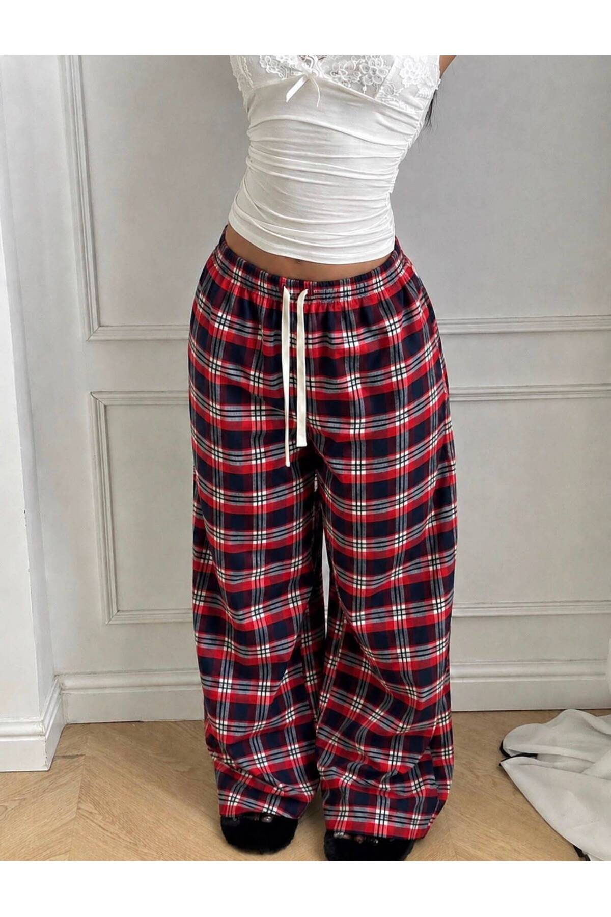 Ekose Oversize Baggy Eşofman Altı