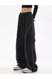 Cargo Pocket Lines Detail Wide Leg Tracksuit
