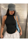Likralı Slim Fit Siyah Atlet Bodysuit - Siyah