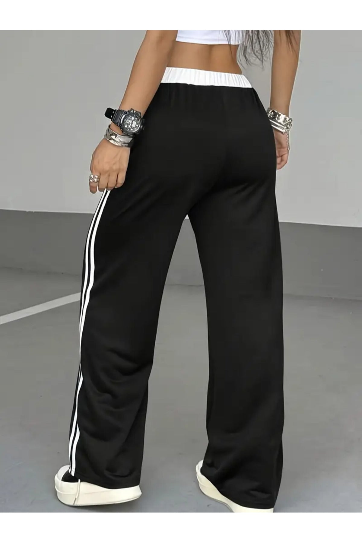 23 Number Oversize Bel İp Detaylı Lacivert Baggy Eşofman Altı