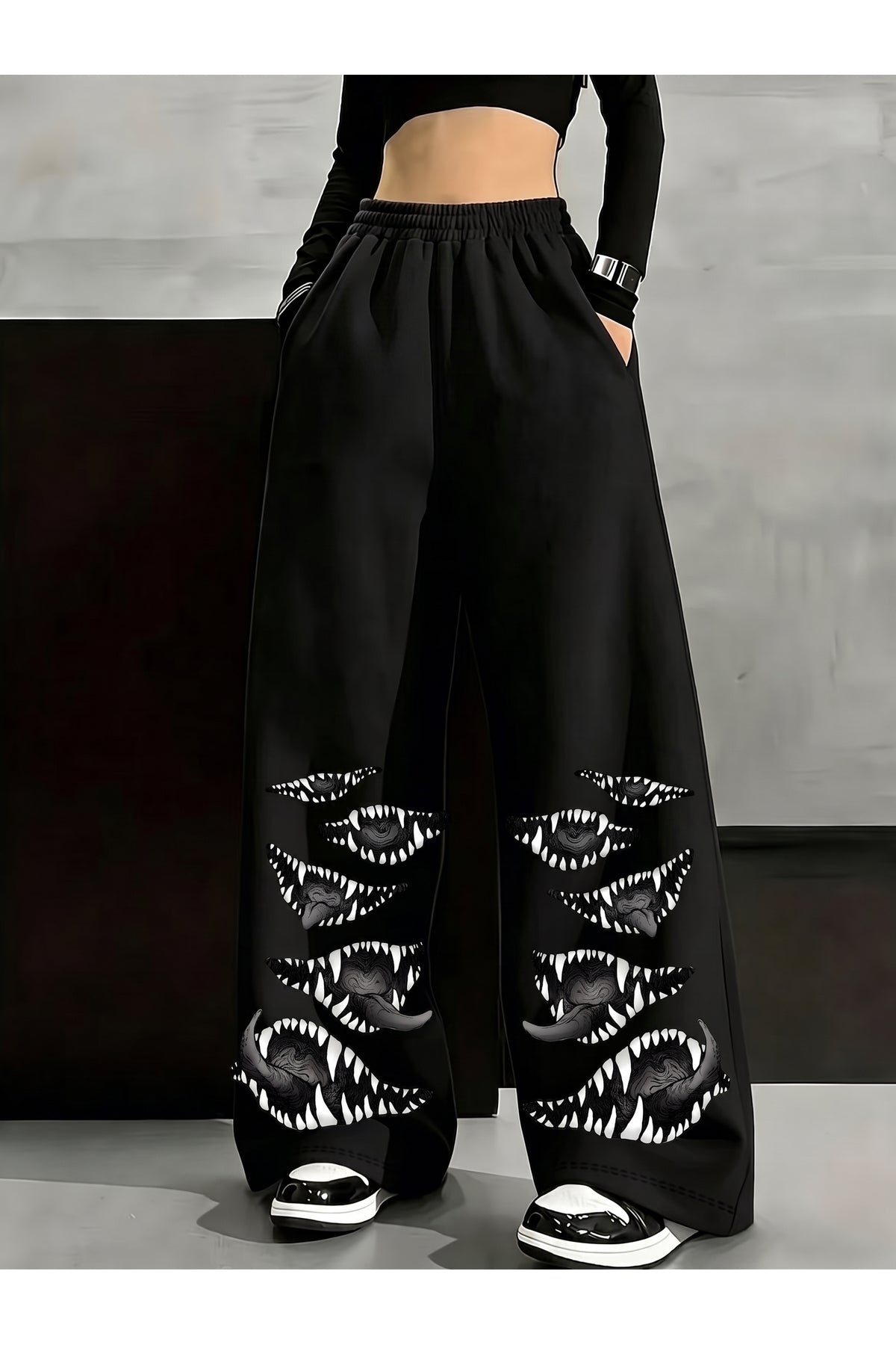 Anime Baggy Pants Baskılı Oversize Baggy Eşofman Altı