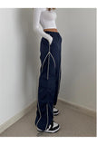zolid wear Harajuku Lines Detail Cargo Pocket Dark Navy Tracksuit Lacivert Eşofman Altı