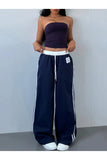 89 Number Oversize Bel İp Detaylı Lacivert Baggy Eşofman Altı