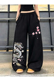 Sakura Dragon Baskılı Oversize Baggy Unisex Eşofman Altı