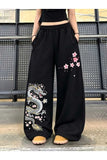 Sakura Dragon Baskılı Oversize Baggy Unisex Eşofman Altı
