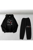 Stray Kids Baskılı Siyah Oversize Kapüşonlu Sweatshirt & Eşofman Altı Unisex İkili Takım