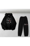 Stray Kids Baskılı Siyah Oversize Kapüşonlu Sweatshirt & Eşofman Altı Unisex İkili Takım