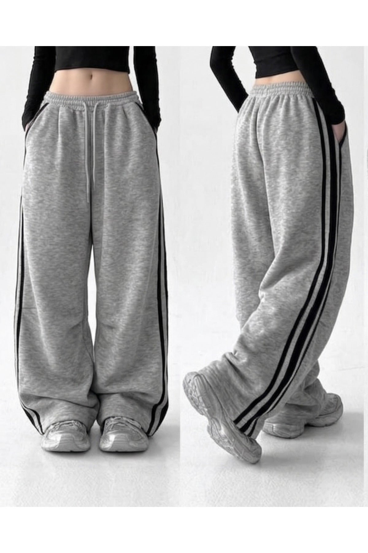 Street Flow Urban Çizgili Oversize Baggy Eşofman Altı