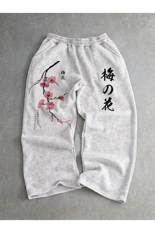 Japan Sakura Baskılı Oversize Baggy Eşofman Altı