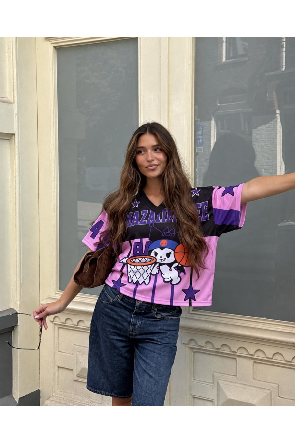 Kuromi Purple Limited Tasarım Oversize Forma - Mor