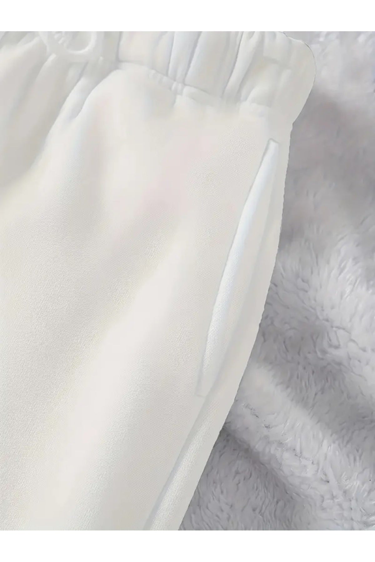 Malibu Beach Baskılı Unisex Beyaz Paça Lastik Eşofman Altı