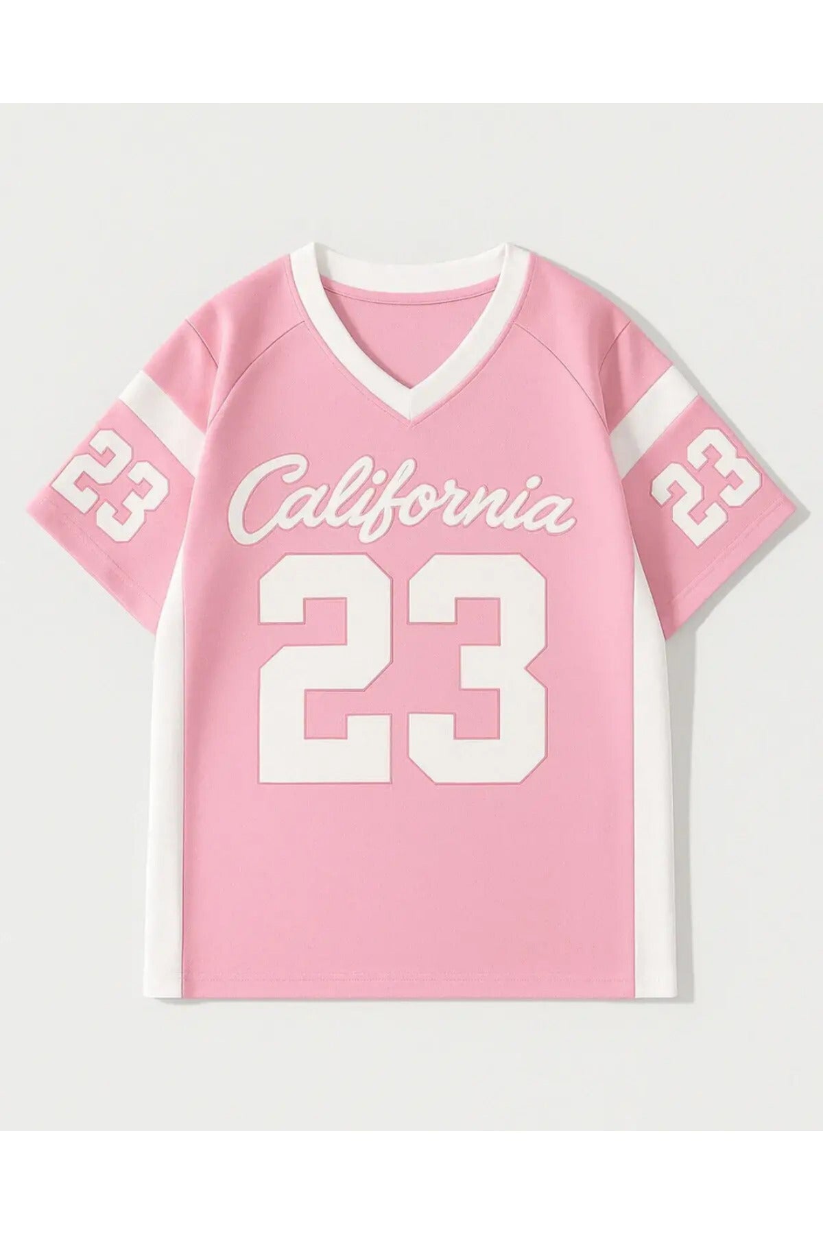 Pembe California 23 Detail Unisex Jersey Forma - Pembe