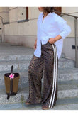 Leopar Detail Çift Çizgili Y2K Style Pantolon Eşofman