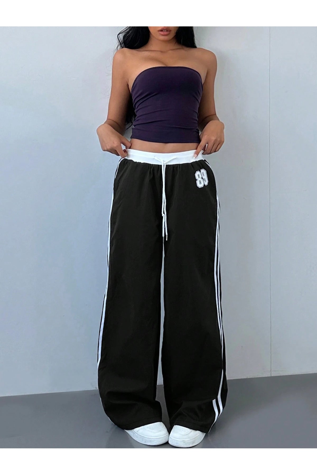 89 Number Oversize Bel İp Detaylı Baggy Eşofman Altı