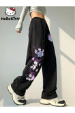 Kuromi Detail Unisex Siyah Eşofman Altı