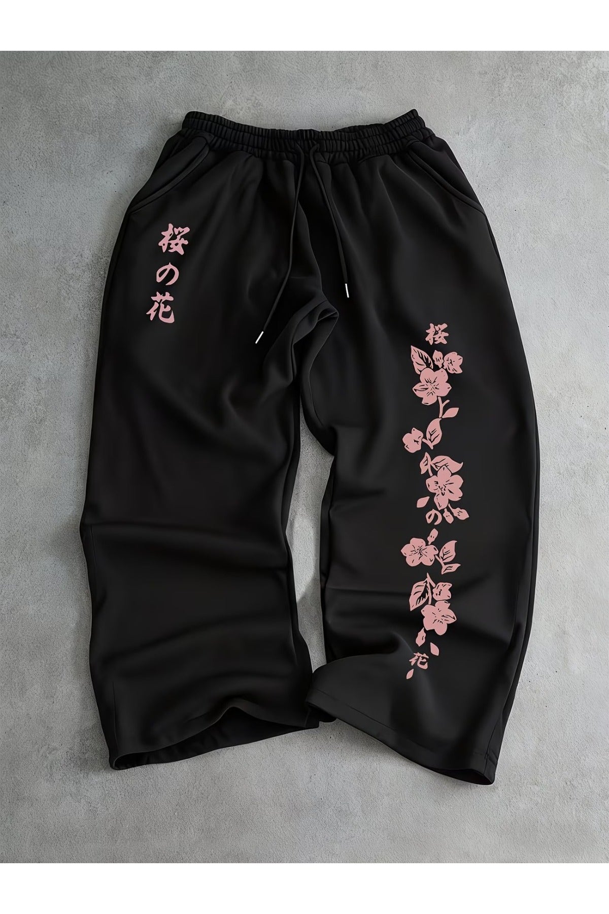 Japan Sakura Baskılı Oversize Baggy Eşofman Altı