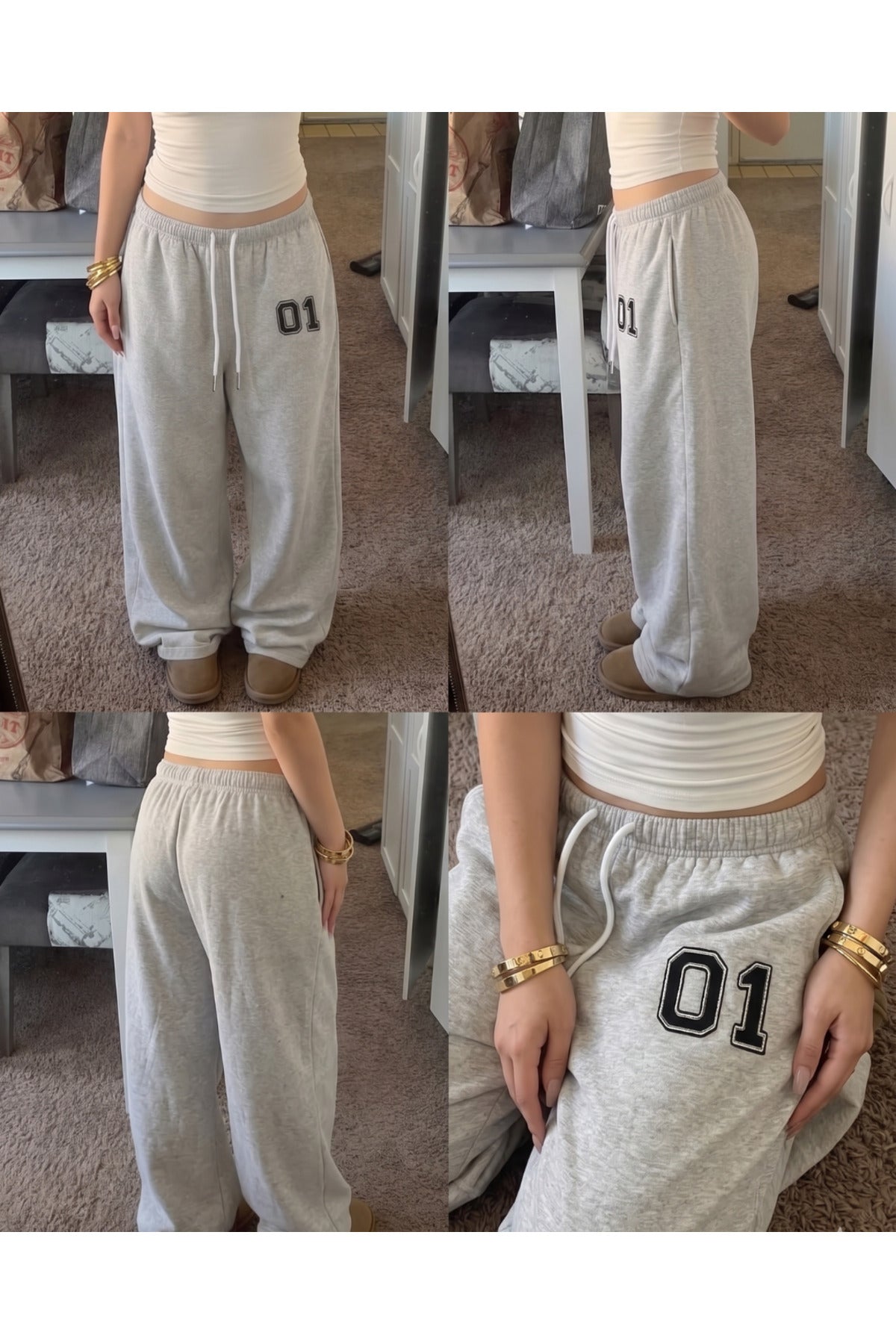 01 Number Baskılı Oversize Baggy Eşofman Altı