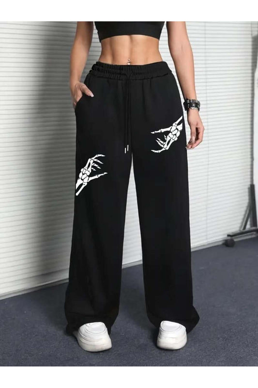 Sokak Tarzı Gotik Baskılı Unisex Baggy Eşofman
