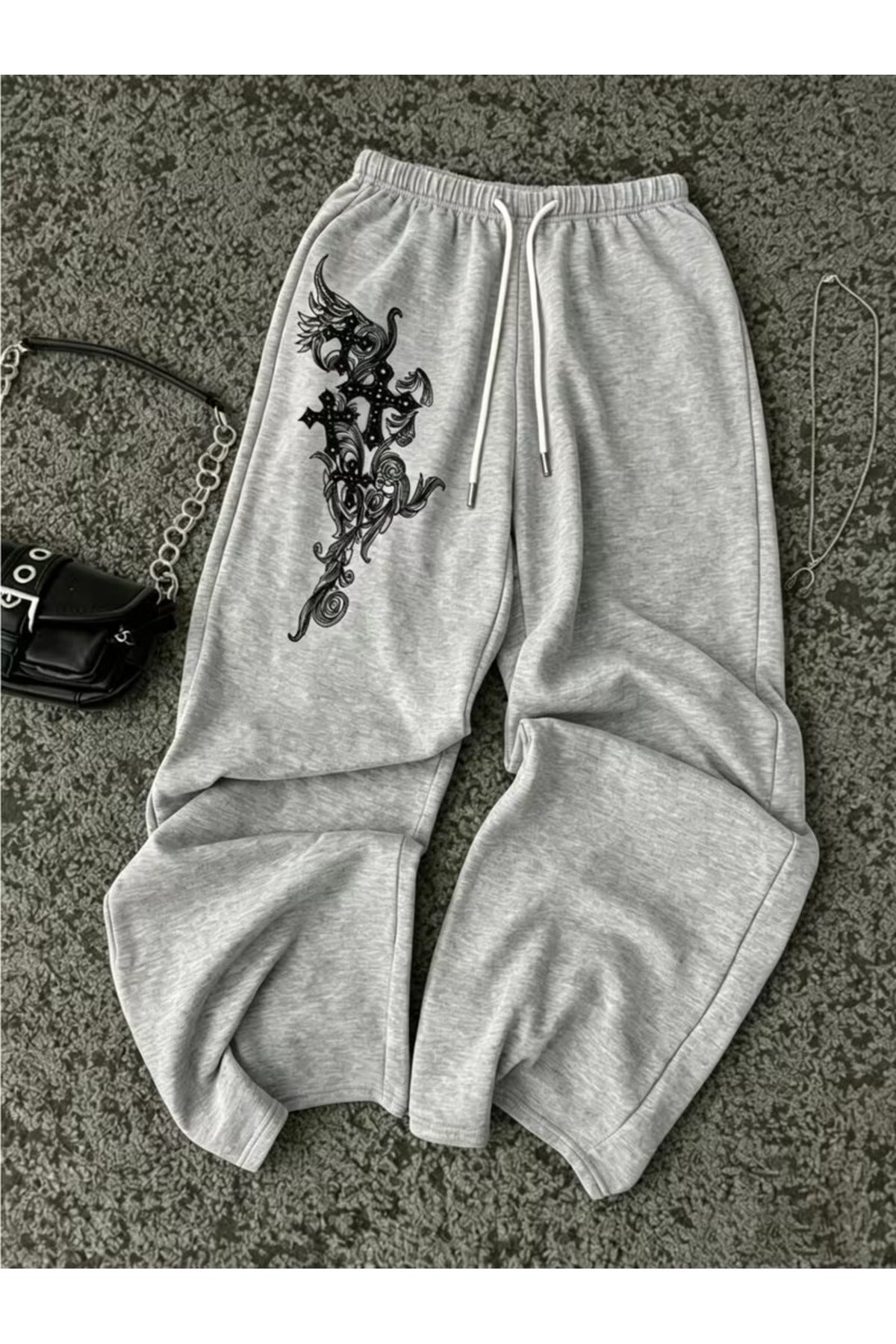 Gothic Hac Baskılı Oversize Baggy Eşofman Altı