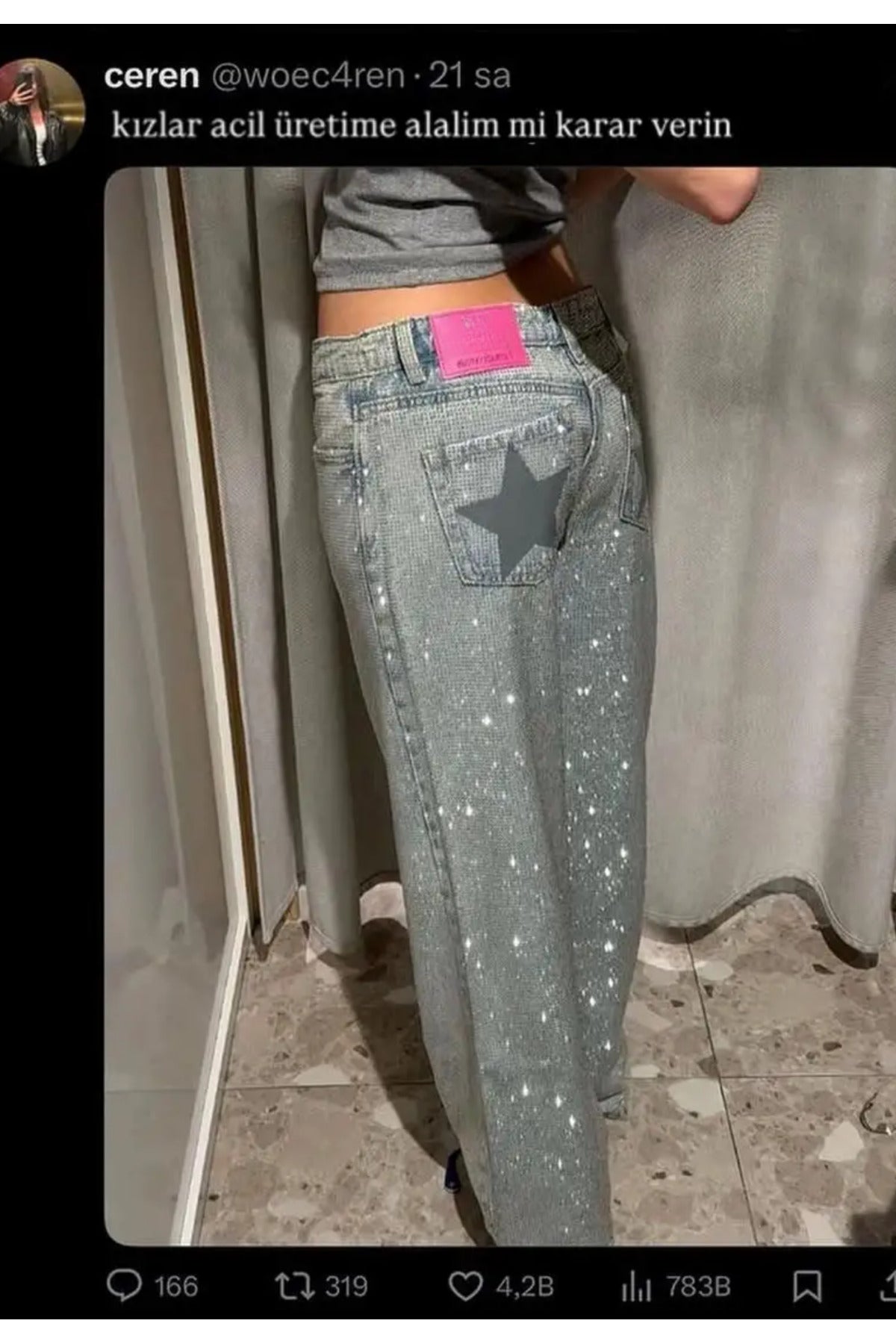 Viral Momyy Star Detail Baggy Jean