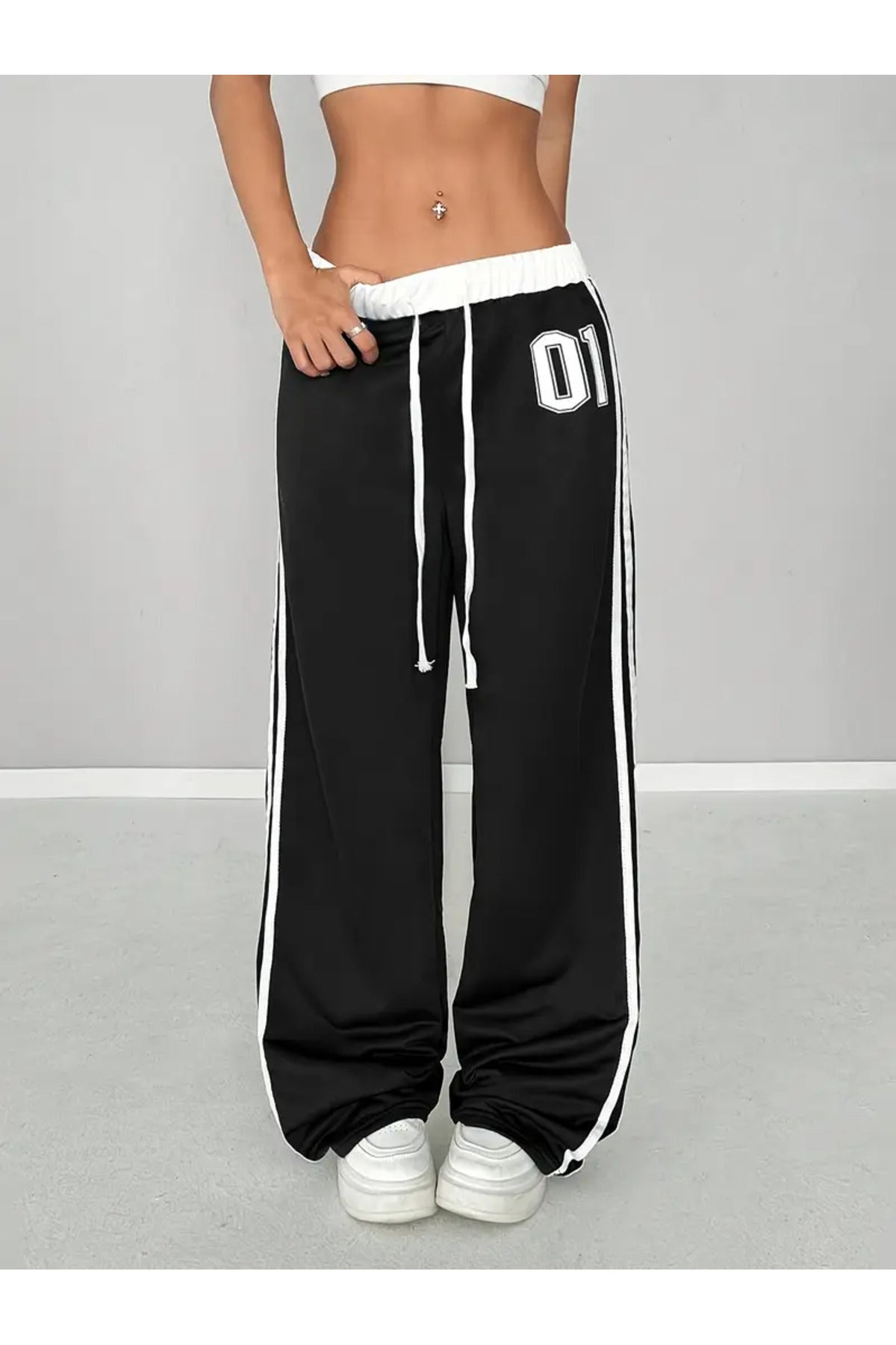 01 Number Oversize Bel İp Detaylı Baggy Eşofman Altı