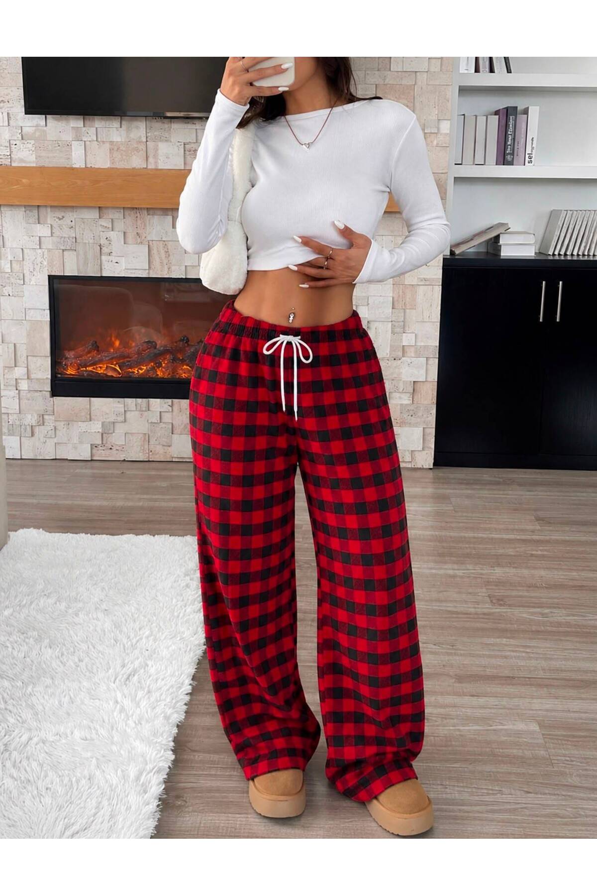 Ekose Oversize Baggy Eşofman Altı