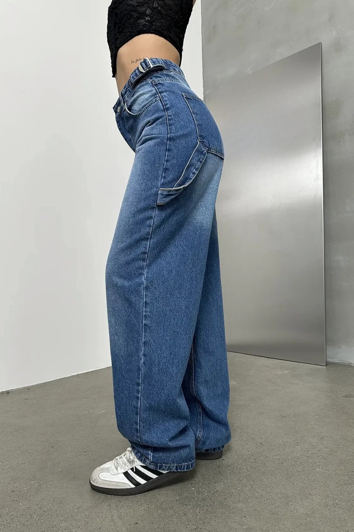 Y2K Streetwear Detail Jean Pantolon