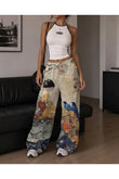 Japon Geisha & Bird Printed Unisex Baggy Eşofman