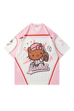 Sevimli Kedi Baseball V Yaka Forma Jersey - Pembe