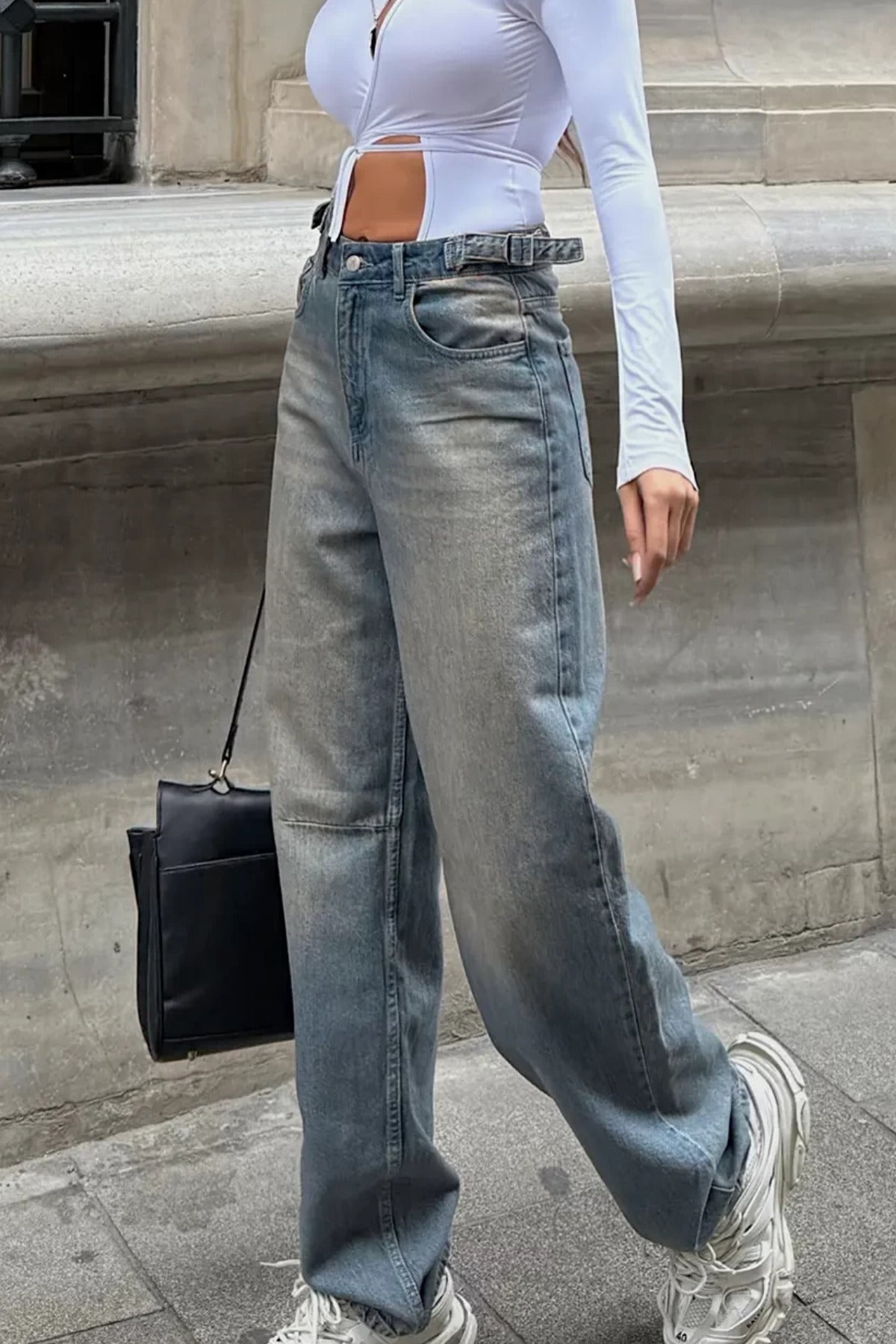 Y2K Streetwear Detail Jean Pantolon