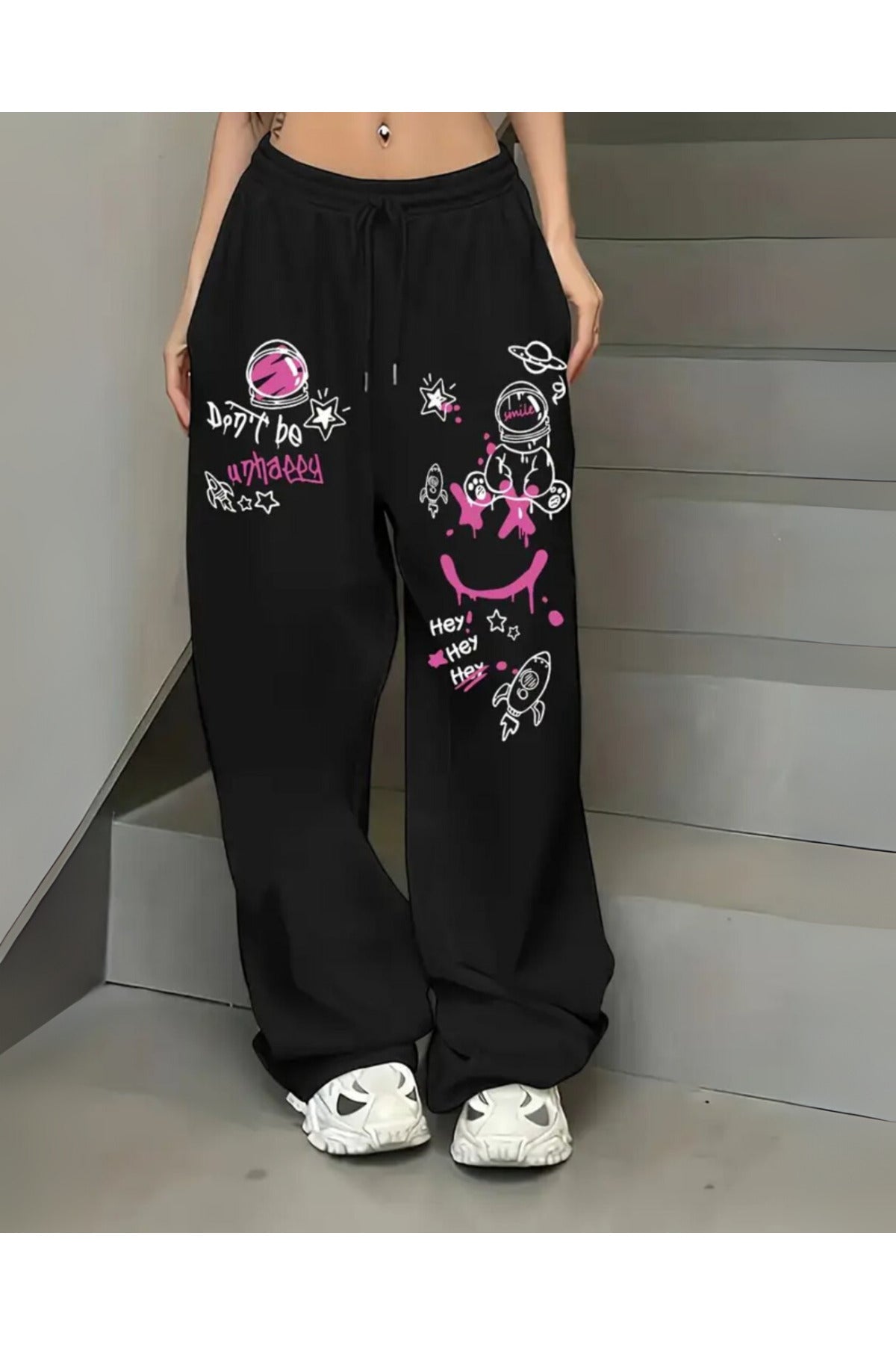 Sokak Tarzı Baskılı Unisex Baggy Eşofman