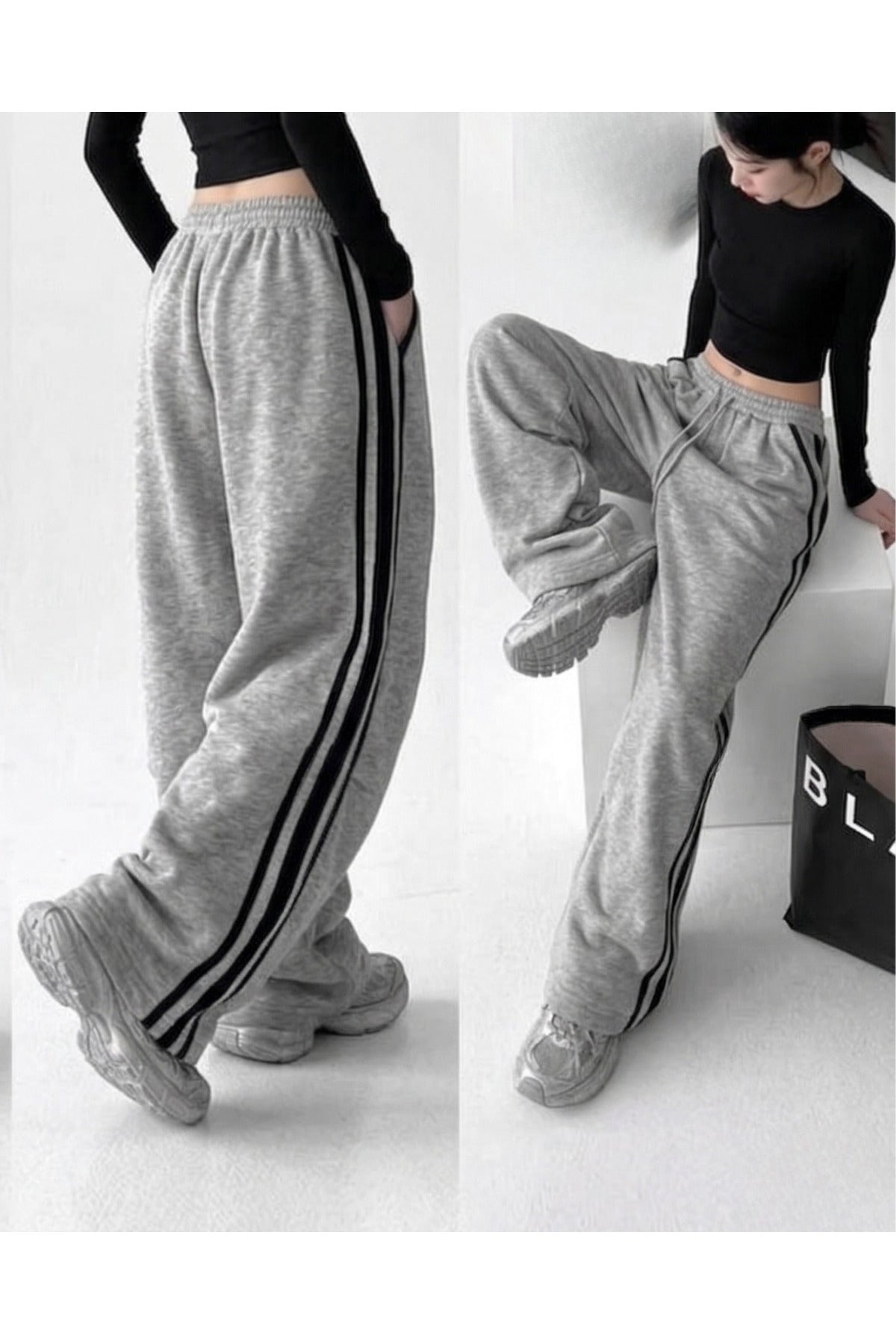 Street Flow Urban Çizgili Oversize Baggy Eşofman Altı