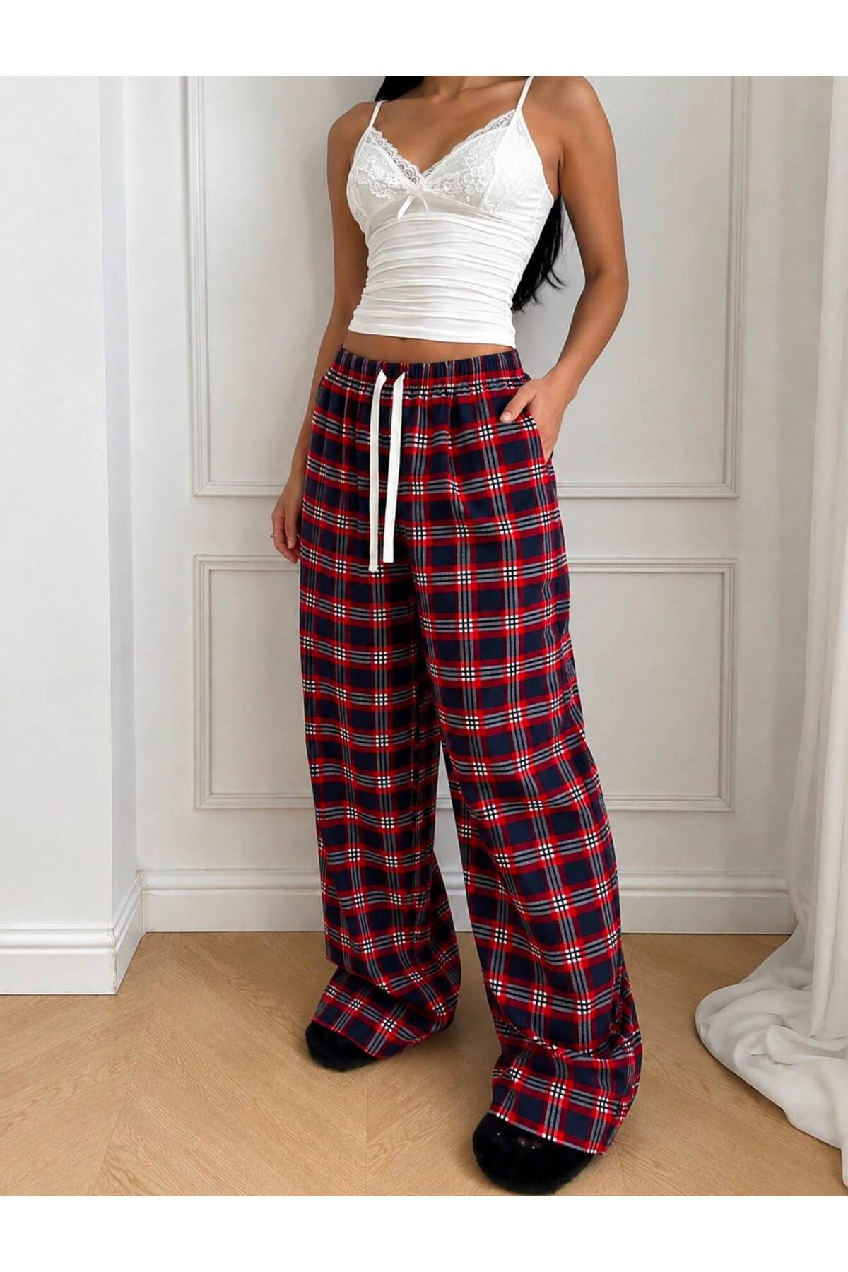 Ekose Oversize Baggy Eşofman Altı
