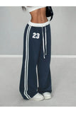 23 Number Oversize Bel İp Detaylı Lacivert Baggy Eşofman Altı