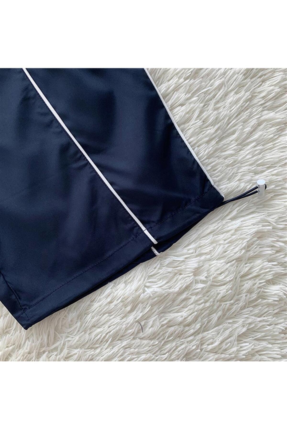 zolid wear Harajuku Lines Detail Cargo Pocket Dark Navy Tracksuit Lacivert Eşofman Altı