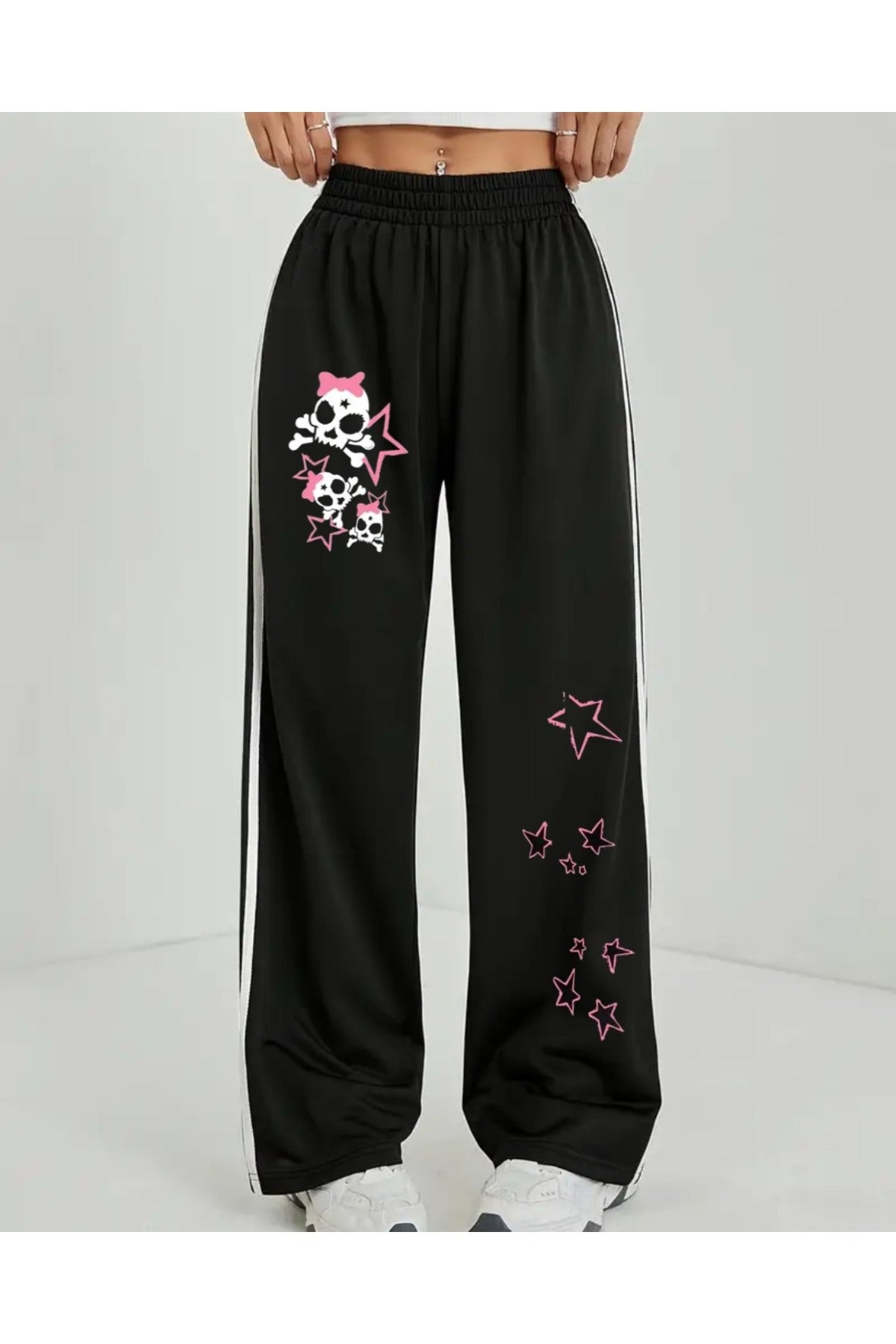 Gothic Stars Oversize Lastikli Baggy Eşofman Altı