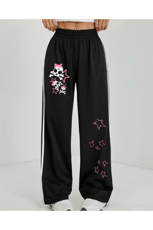 Gothic Stars Oversize Lastikli Baggy Eşofman Altı