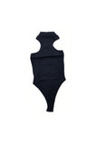 Likralı Slim Fit Siyah Atlet Bodysuit - Siyah