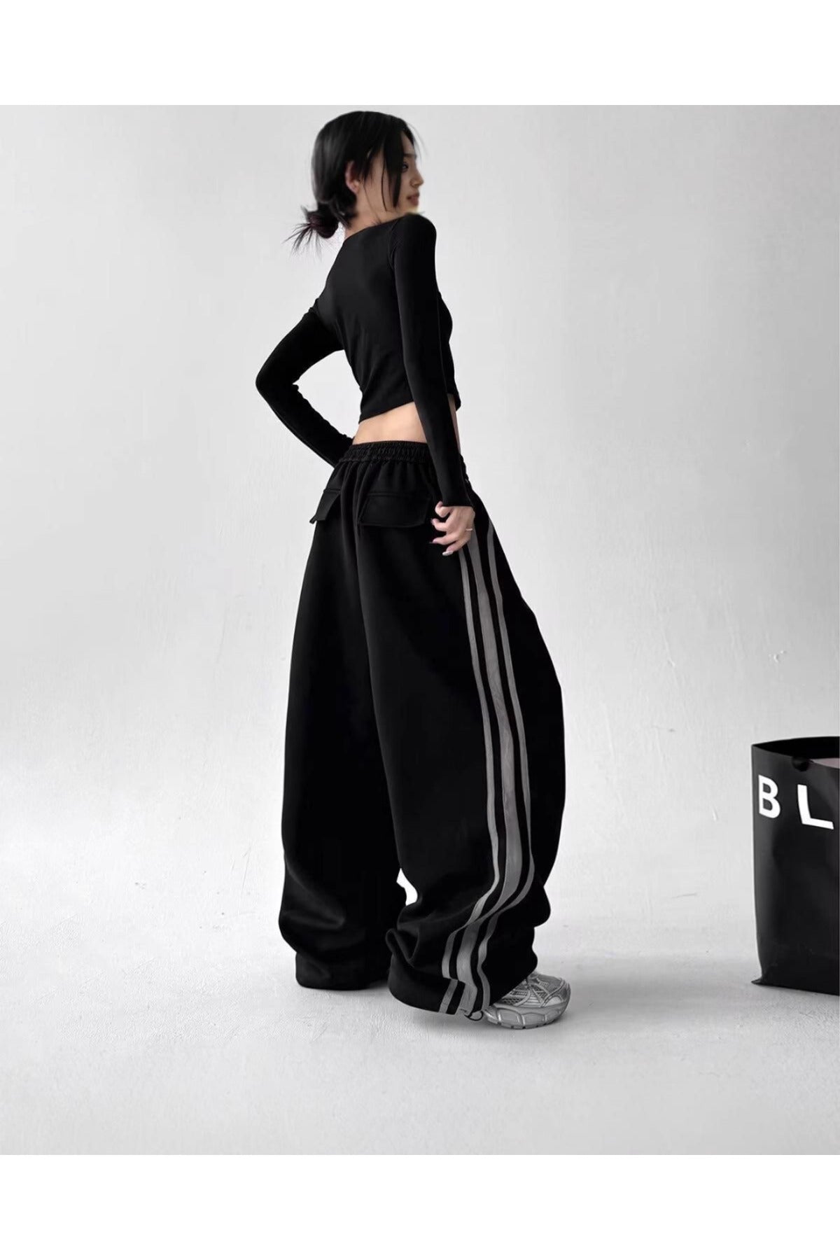 Street Flow Urban Çizgili Oversize Baggy Eşofman Altı