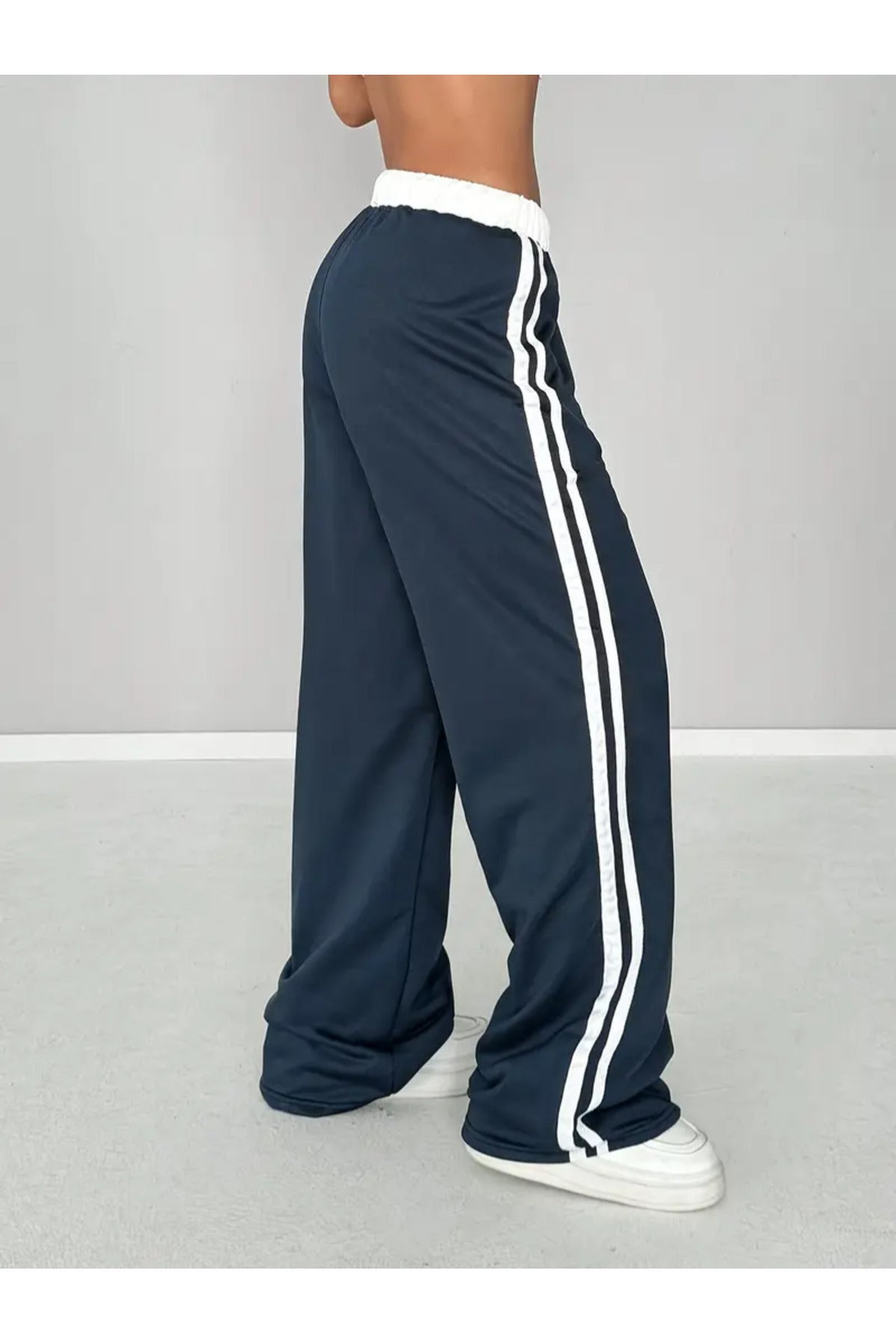 23 Number Oversize Bel İp Detaylı Lacivert Baggy Eşofman Altı