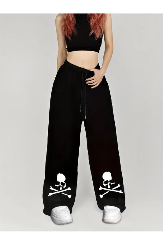 Skull Baskılı Oversize Baggy Eşofman Altı